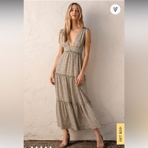 Lulus Wandering Wistfully Cream Floral Print Tiered Maxi Dress